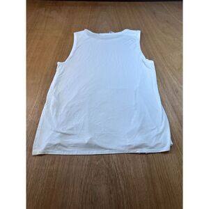 Fabletics Tank Top Womens Large White Draped Slit Flowy Athleisure